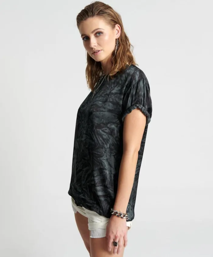 Women RESONANCE HAND DYED SATIN TEE One Teaspoon Tees and Tanks