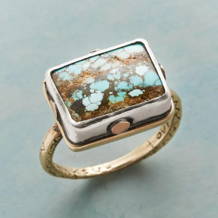 Women Riveting Turquoise Ring Sundance Catalog Rings