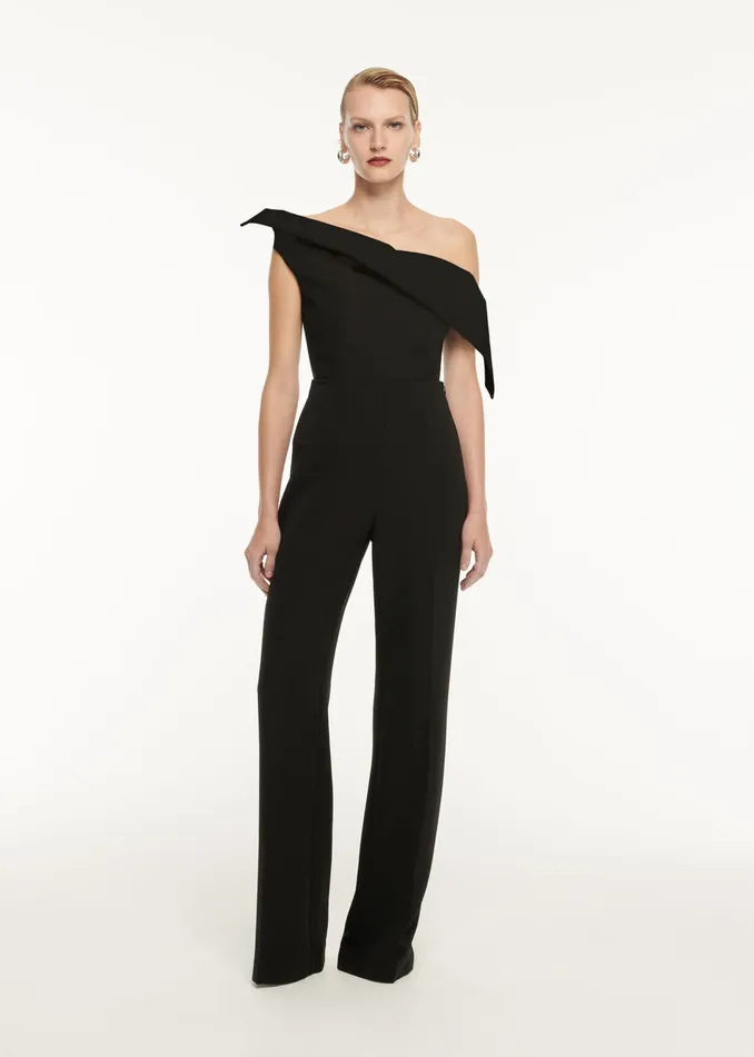 Women Roland Mouret Clothing Asymmetric Drape Wool Silk Top