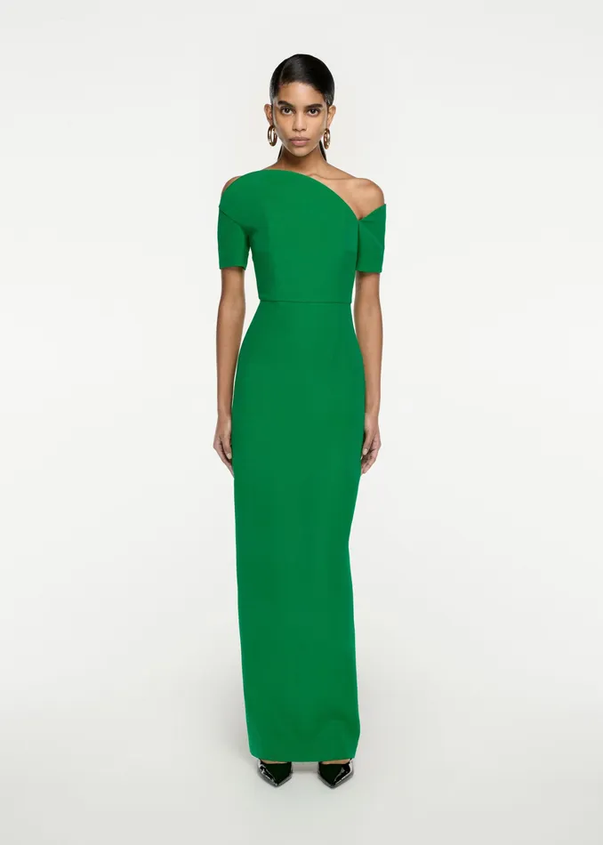 Women Roland Mouret Clothing Asymmetric Silk Wool Maxi Dress