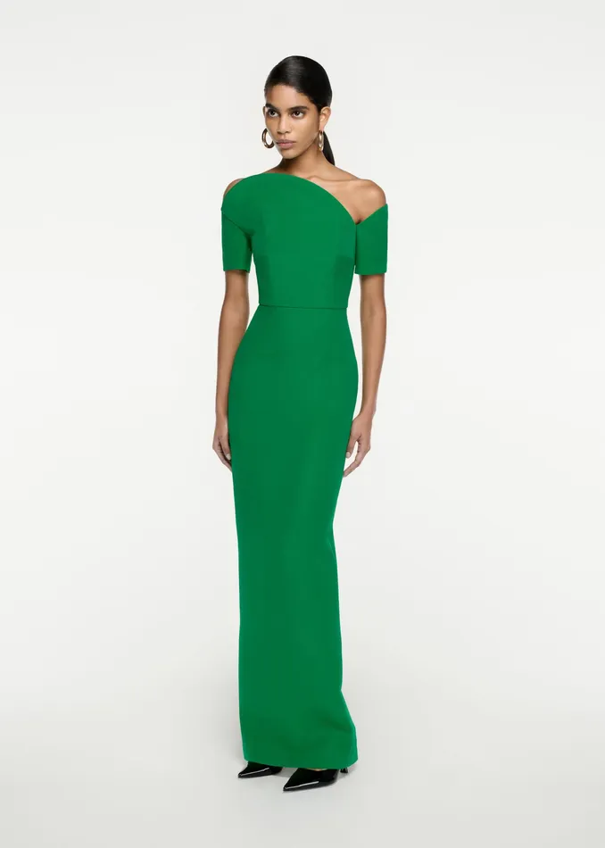 Women Roland Mouret Clothing Asymmetric Silk Wool Maxi Dress