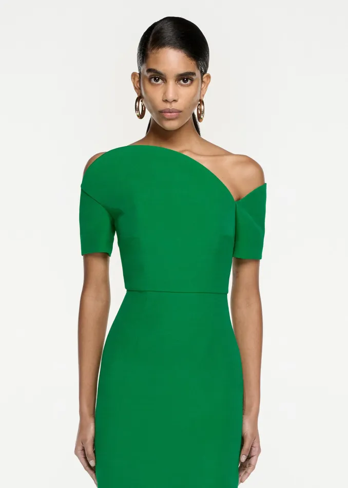 Women Roland Mouret Clothing Asymmetric Silk Wool Maxi Dress