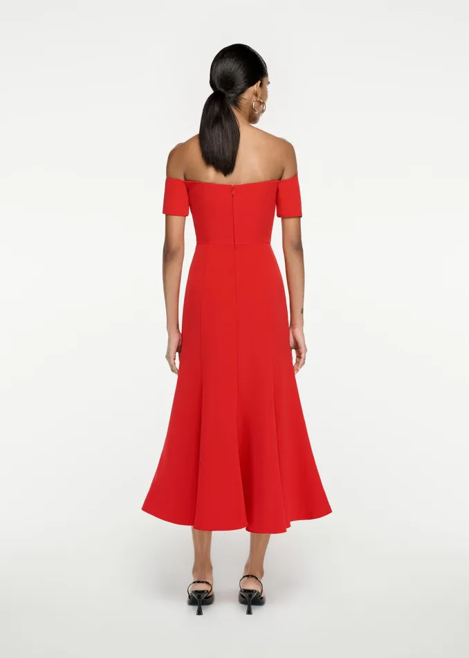 Women Roland Mouret Clothing Asymmetric Stretch Cady Midi Dress