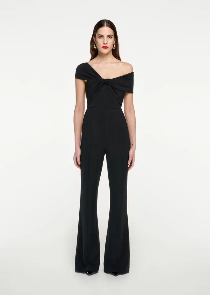 Women Roland Mouret Clothing Asymmetric Twist Stretch Cady Jumpsuit