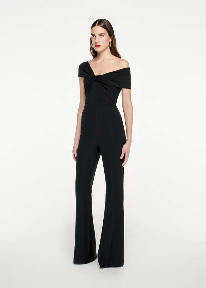 Women Roland Mouret Clothing Asymmetric Twist Stretch Cady Jumpsuit