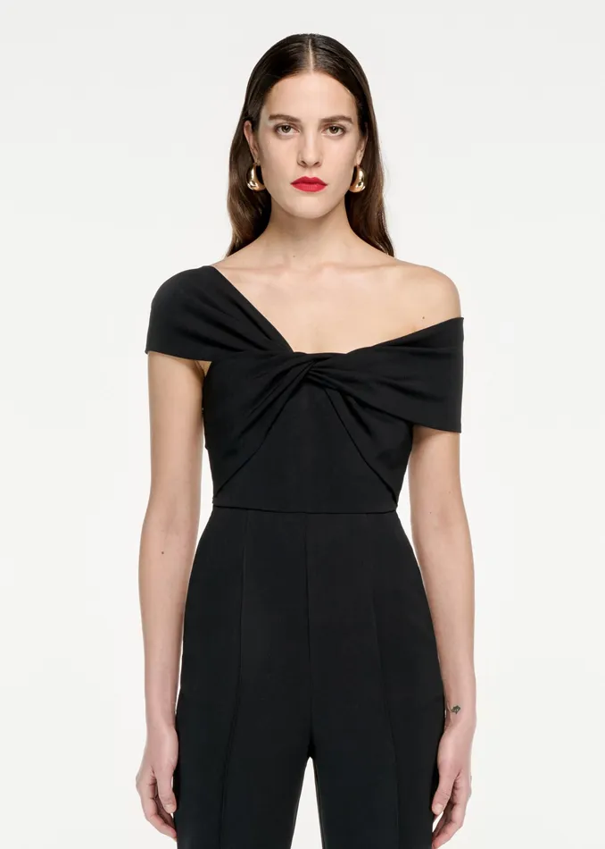 Women Roland Mouret Clothing Asymmetric Twist Stretch Cady Jumpsuit