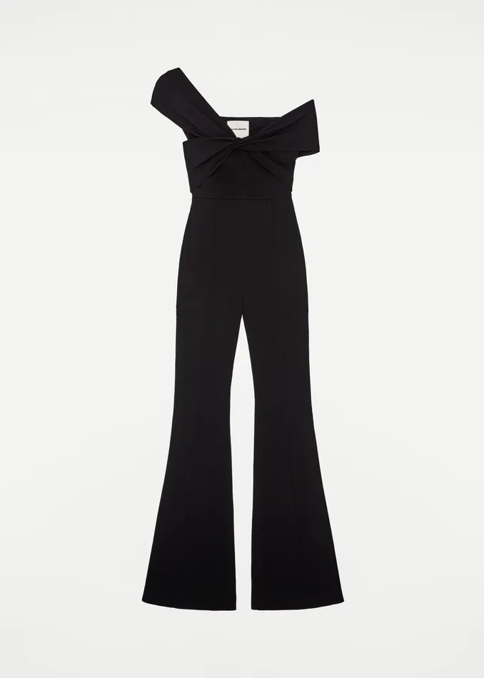 Women Roland Mouret Clothing Asymmetric Twist Stretch Cady Jumpsuit