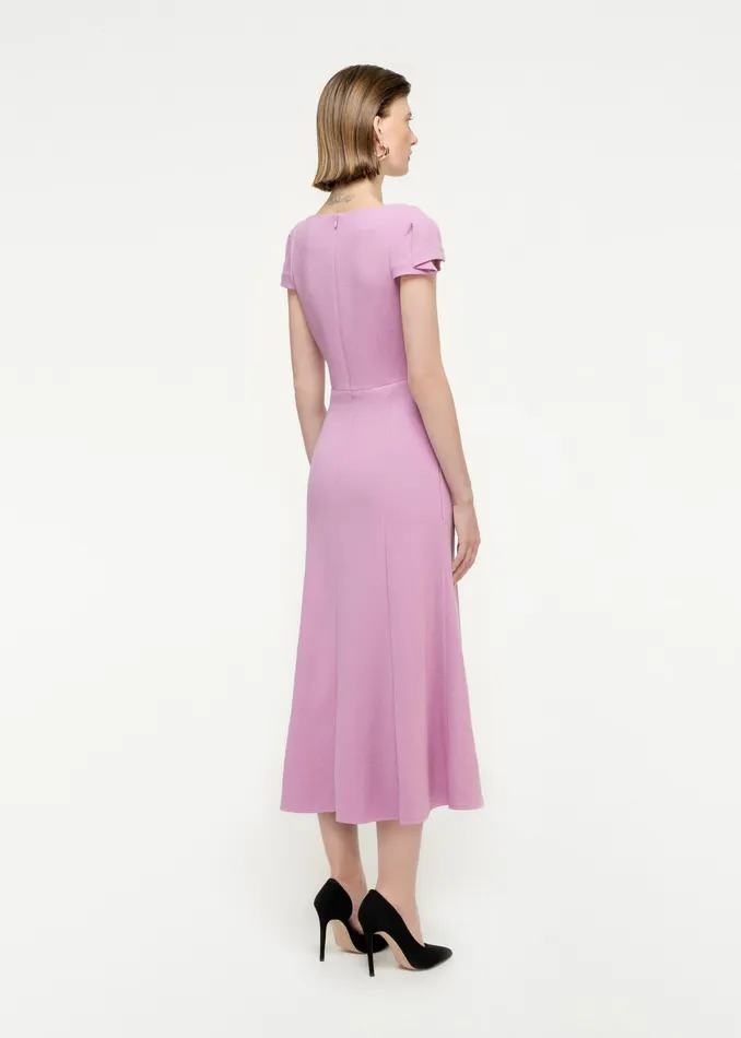 Women Roland Mouret Clothing Cap Sleeve Wool Crepe Midi Dress