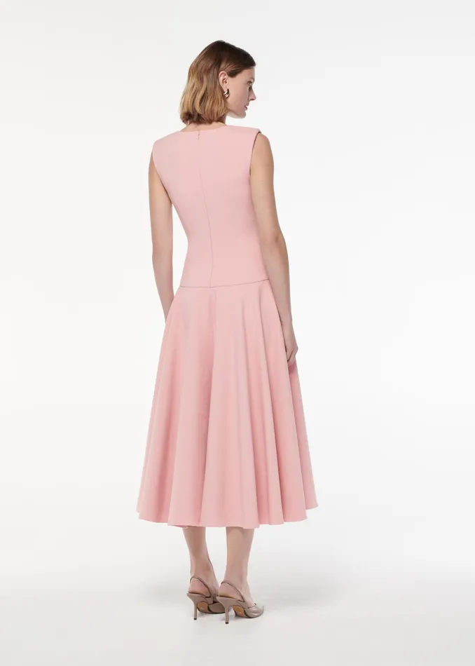 Women Roland Mouret Clothing Drop Waist Detail Crepe Midi Dress