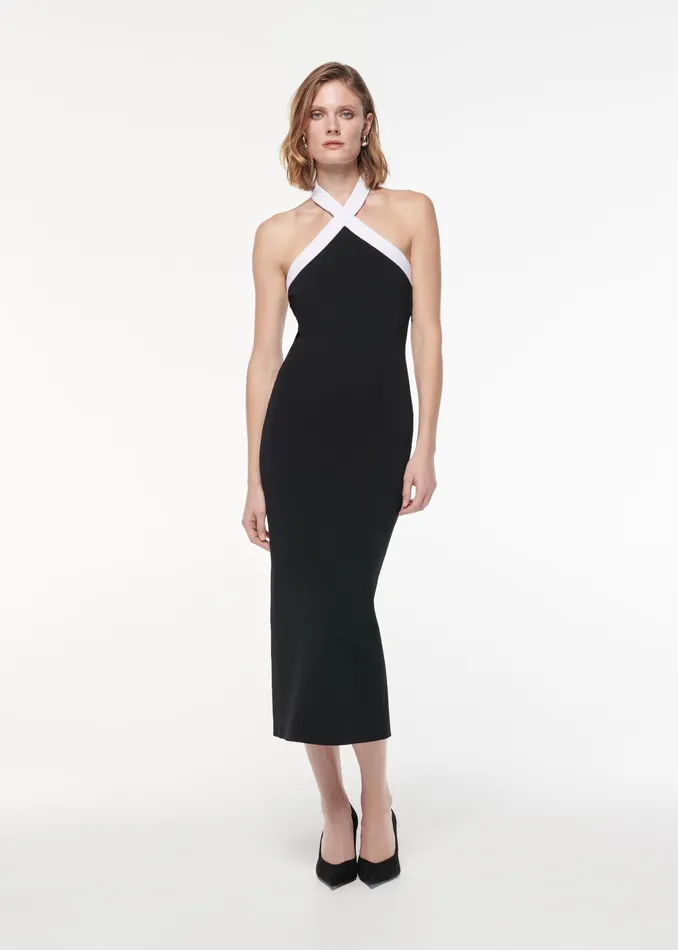 Women Roland Mouret Clothing Halter Neck Flat Knit Maxi Dress