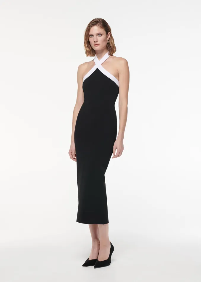 Women Roland Mouret Clothing Halter Neck Flat Knit Maxi Dress