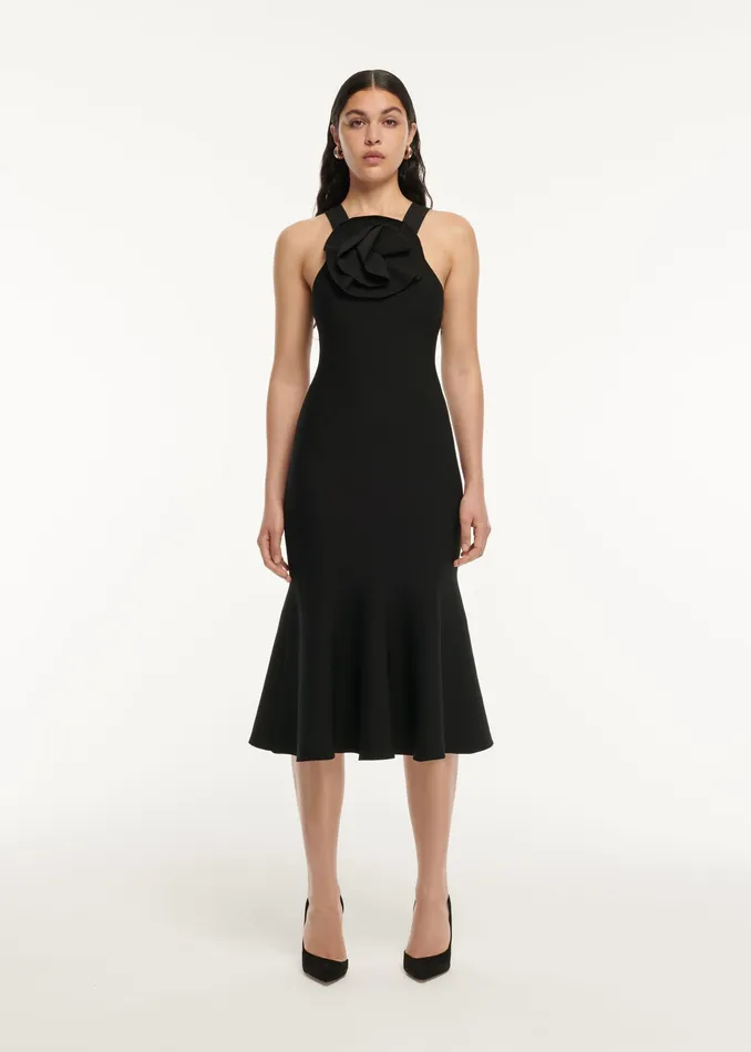 Women Roland Mouret Clothing Knit Flower Detail Midi Dress