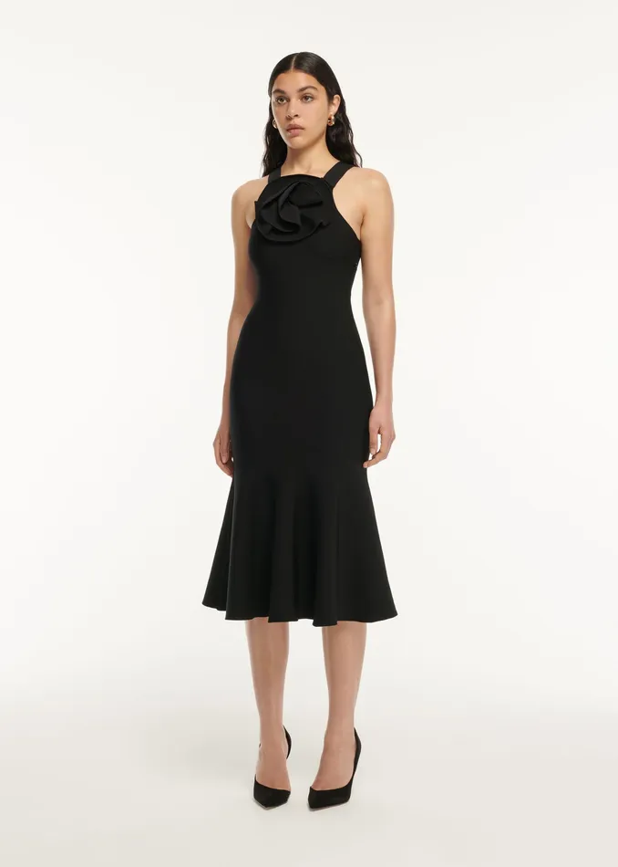 Women Roland Mouret Clothing Knit Flower Detail Midi Dress