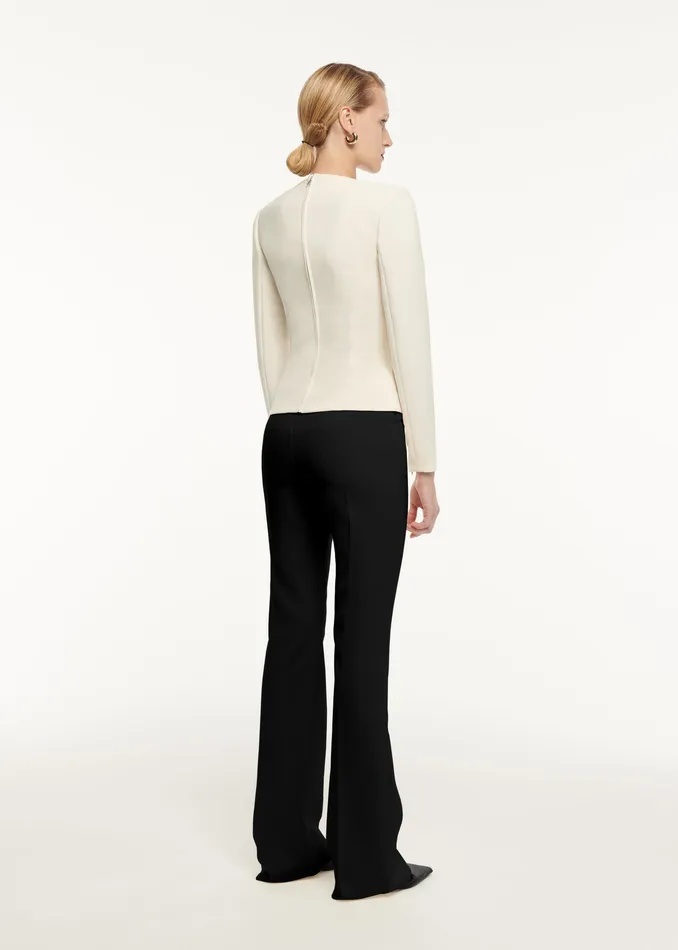 Women Roland Mouret Clothing Long Sleeve Drape Detail Crepe Top
