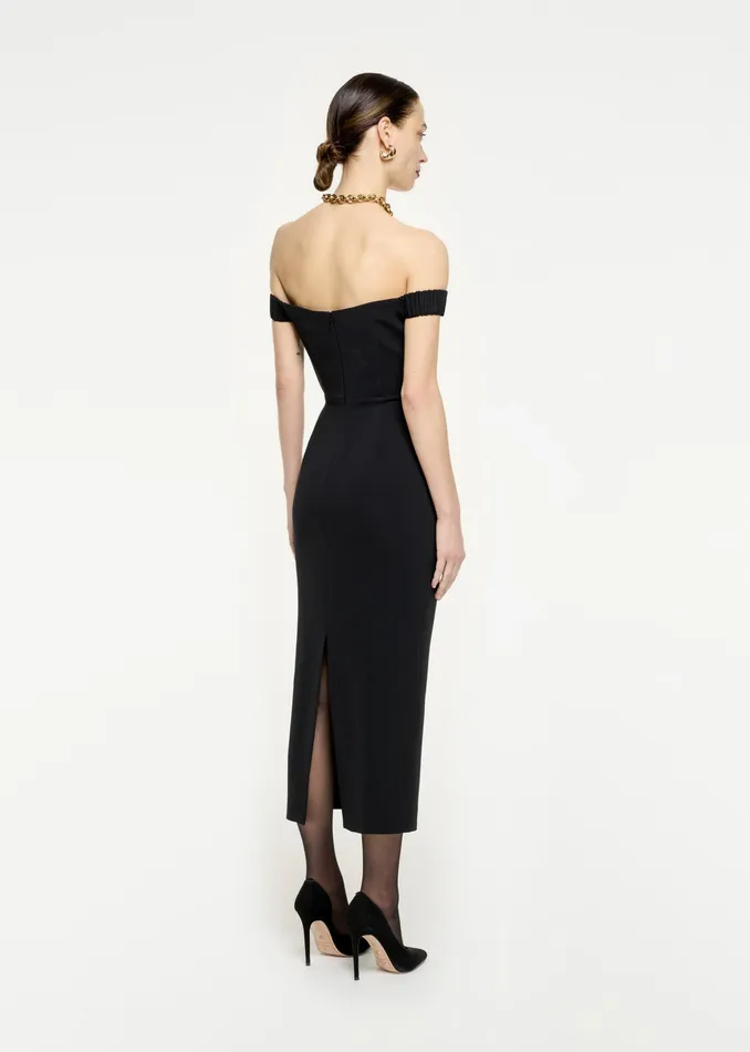 Women Roland Mouret Clothing Off The Shoulder Stretch Cady Midi Dress