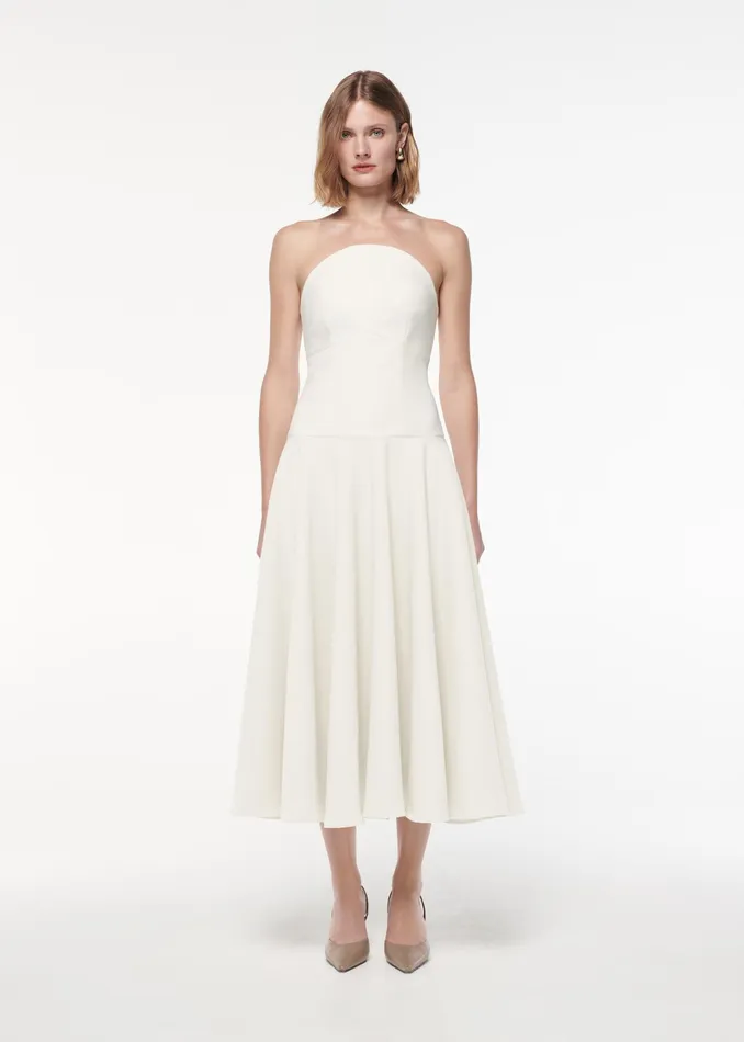 Women Roland Mouret Clothing Strapless Crepe Midi Dress