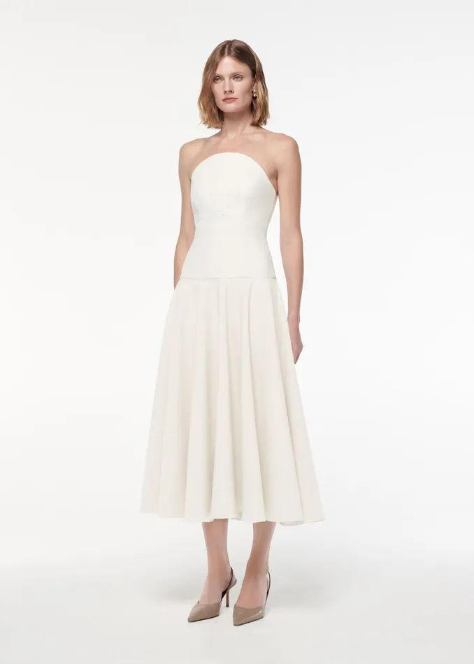 Women Roland Mouret Clothing Strapless Crepe Midi Dress