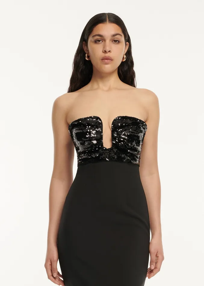 Women Roland Mouret Clothing Strapless Embellished Maxi Dress