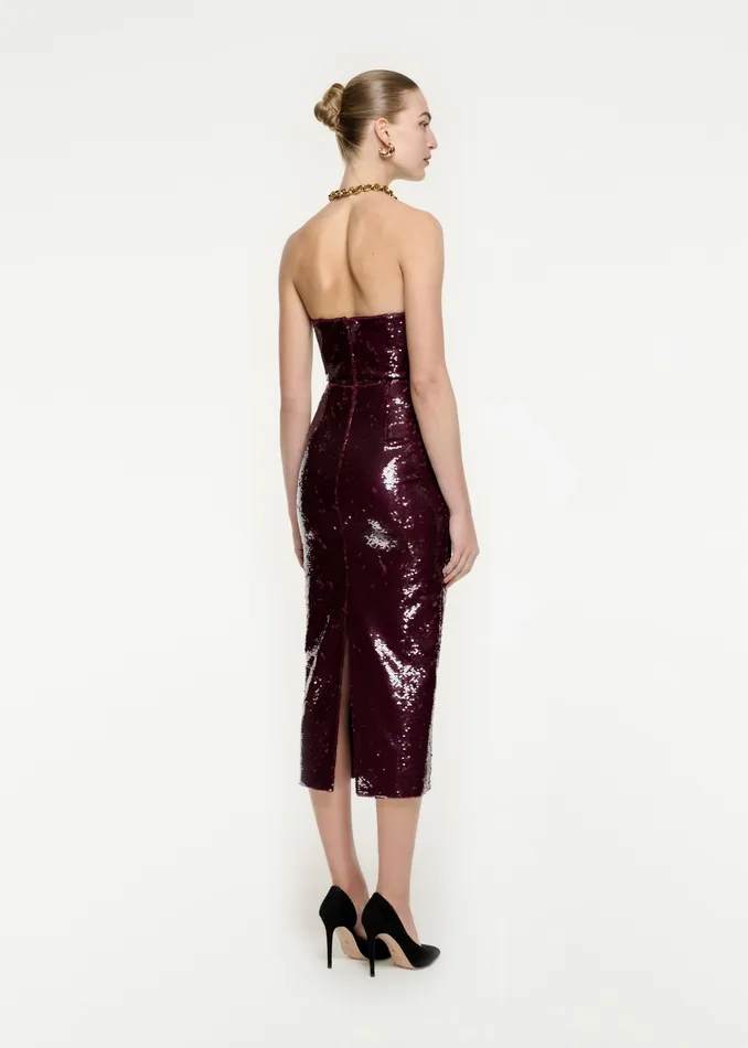 Women Roland Mouret Clothing Strapless Sequin Midi Dress