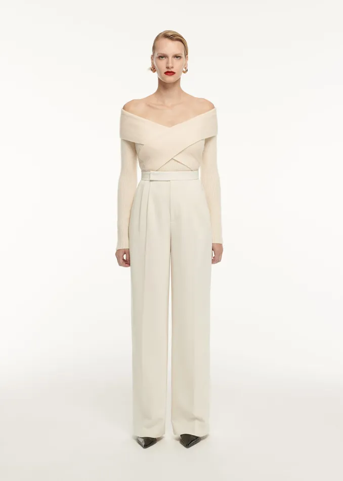 Women Roland Mouret Clothing Wide Leg Cady Trouser