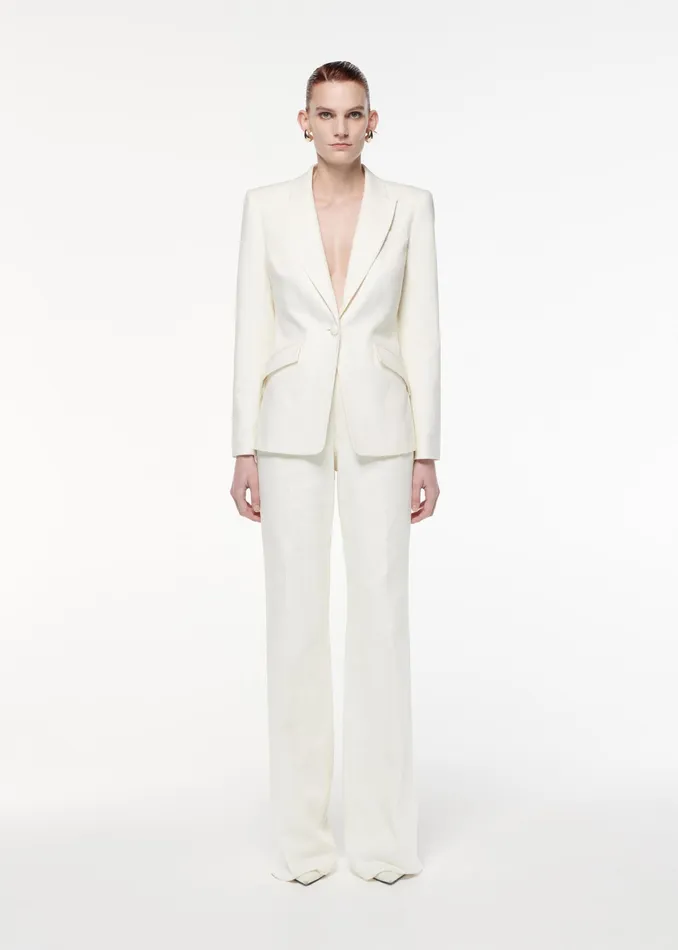 Women Roland Mouret Clothing Wide Leg Linen Trouser