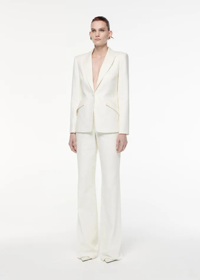 Women Roland Mouret Clothing Wide Leg Linen Trouser