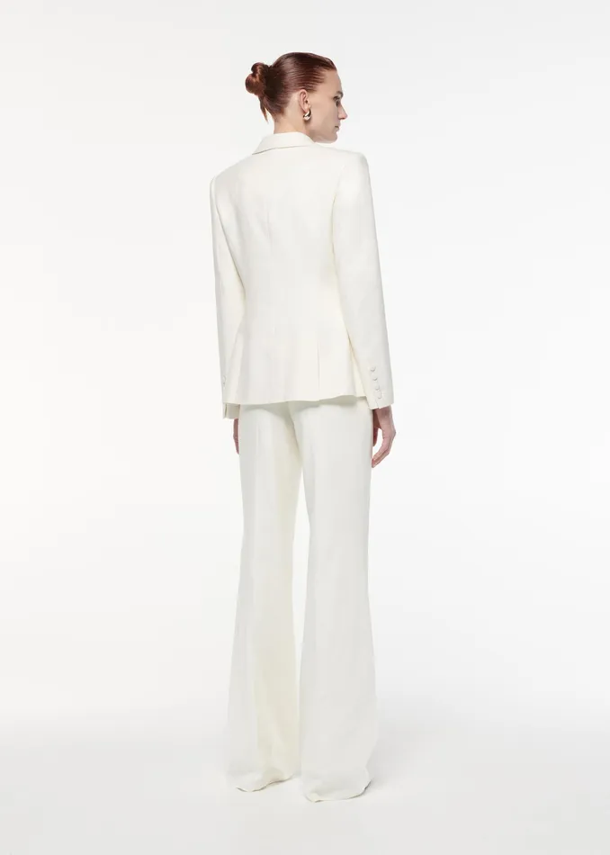 Women Roland Mouret Clothing Wide Leg Linen Trouser
