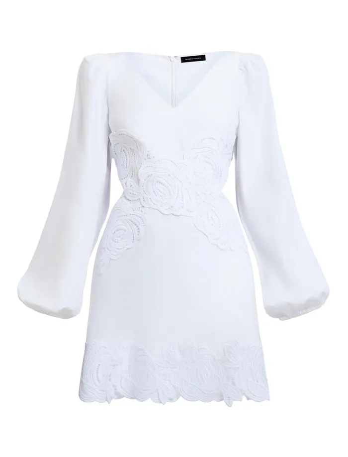 Women Rosa Lace Appliqu Mini Dress White BCBG Dresses