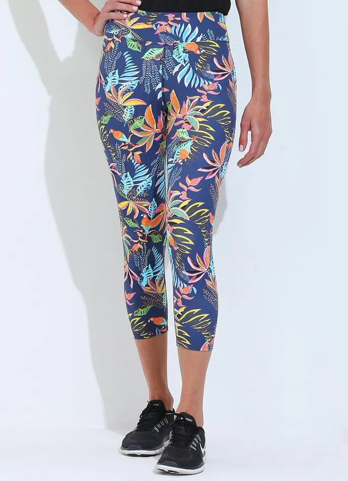 Women Running Crop Jungle Dona Jo Leggings and Capris