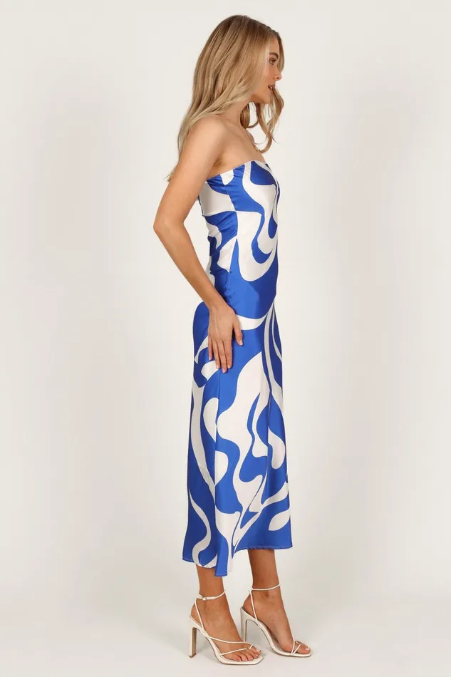 Women Satin Dresses Petal and Pup Angel Dress Blue Swirl