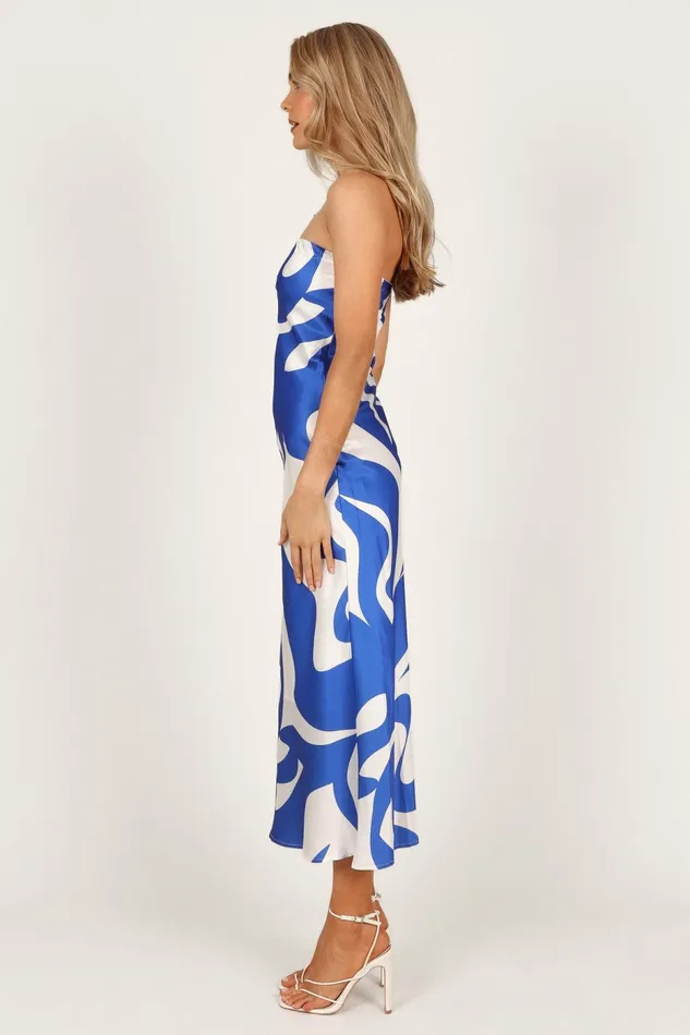 Women Satin Dresses Petal and Pup Angel Dress Blue Swirl