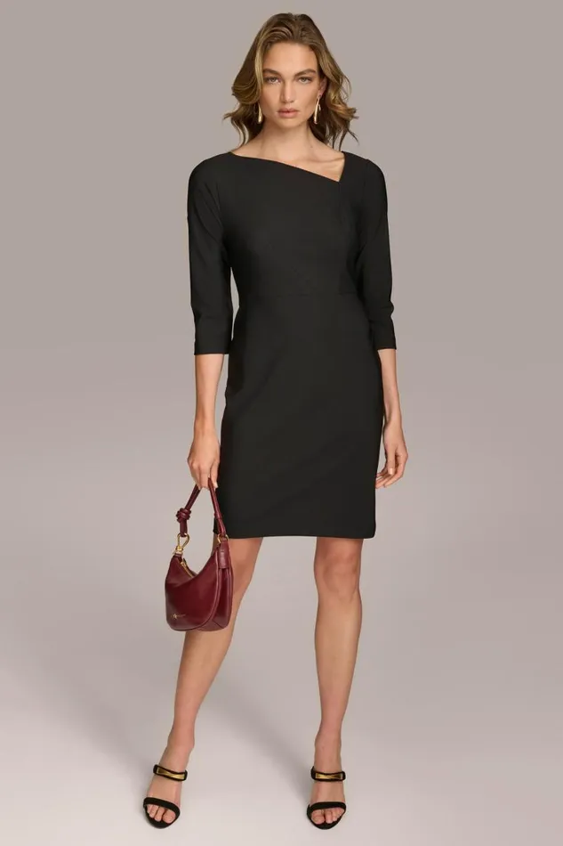 Women SHEATH DRESS WITH ASYMMETRICAL NECK Black Donna Karan New York Dresses And Jumpsuits Women SHEATH DRESS WITH ASYMMETRICAL NECK Black Donna Karan New York Dresses And Jumpsuits