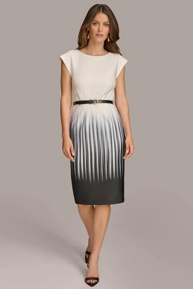 Women SHEATH DRESS WITH BELT Blackcream Donna Karan New York Dresses And Jumpsuits Women SHEATH DRESS WITH BELT Blackcream Donna Karan New York Dresses And Jumpsuits