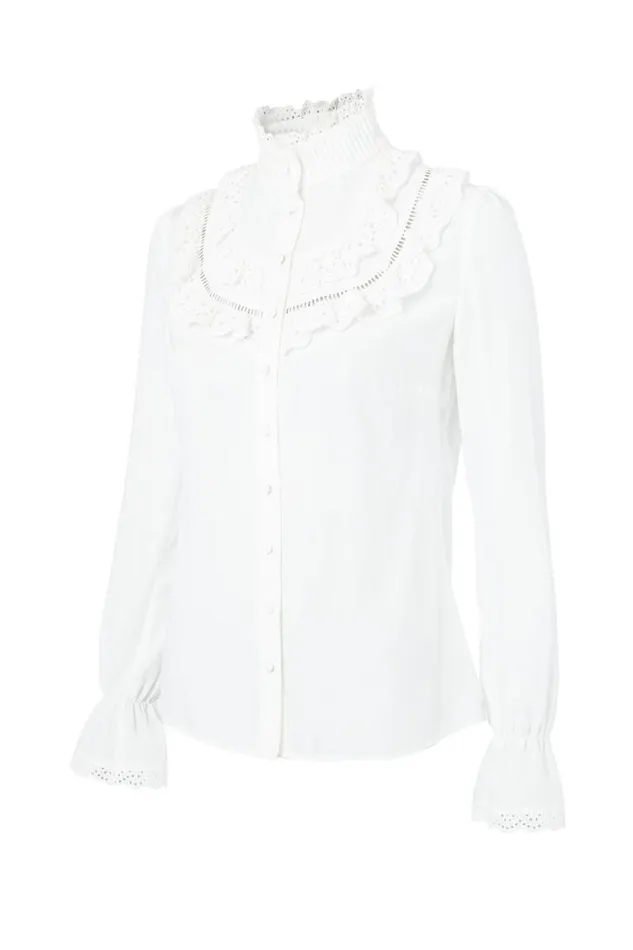Women Shirts and Blouses Holland Cooper Audley Lace Blouse White Women Shirts and Blouses Holland Cooper Audley Lace Blouse White
