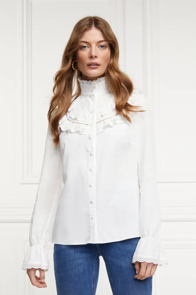 Women Shirts and Blouses Holland Cooper Audley Lace Blouse White Women Shirts and Blouses Holland Cooper Audley Lace Blouse White