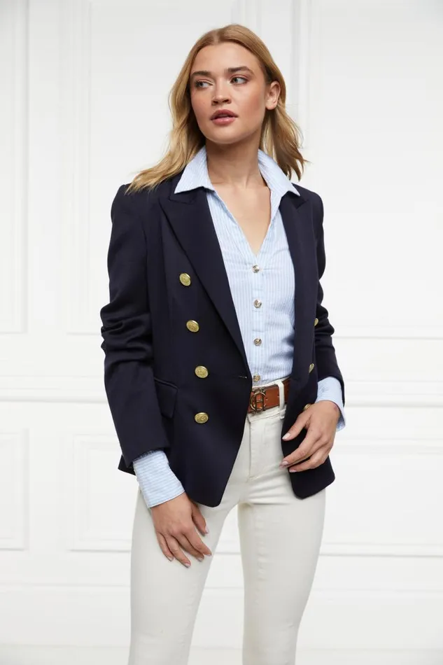 Women Shirts and Blouses Holland Cooper Classic VNeck Blouse Azure Stripe Women Shirts and Blouses Holland Cooper Classic VNeck Blouse Azure Stripe