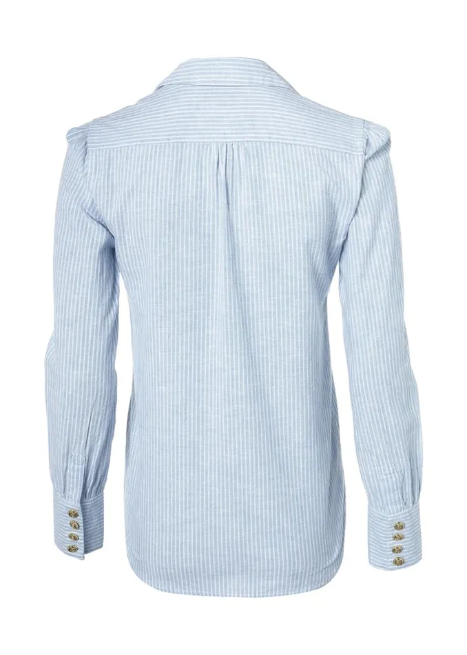 Women Shirts and Blouses Holland Cooper Classic VNeck Blouse Azure Stripe Women Shirts and Blouses Holland Cooper Classic VNeck Blouse Azure Stripe