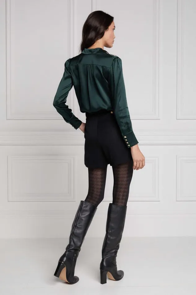 Women Shirts and Blouses Holland Cooper Silk VNeck Blouse Emerald