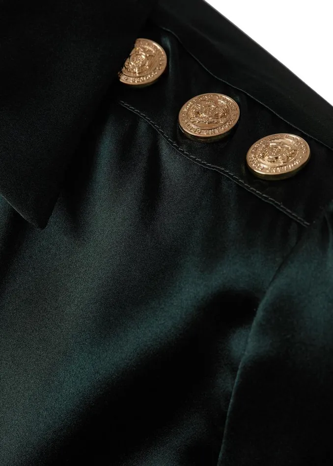 Women Shirts and Blouses Holland Cooper Silk VNeck Blouse Emerald