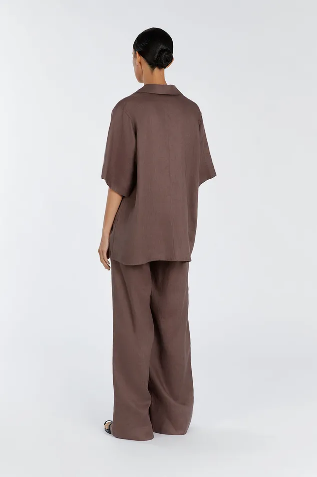 Women Shirts DISSH EMELIA CHOCOLATE LINEN WRAP SHIRT