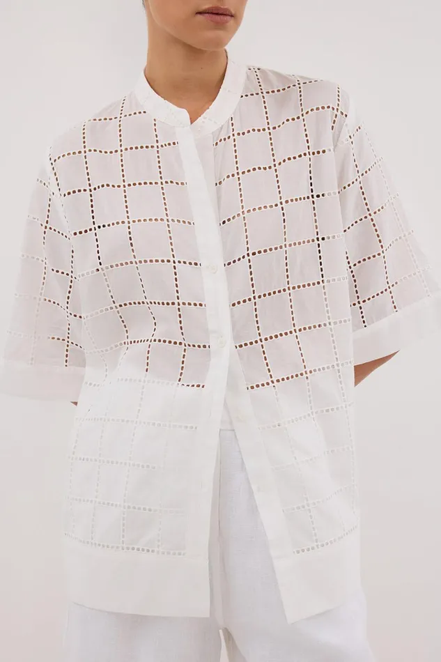 Women Shirts DISSH OWEN WHITE SLEEVED BRODERIE SHIRT