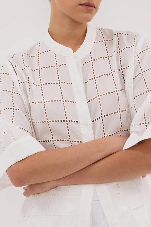 Women Shirts DISSH OWEN WHITE SLEEVED BRODERIE SHIRT