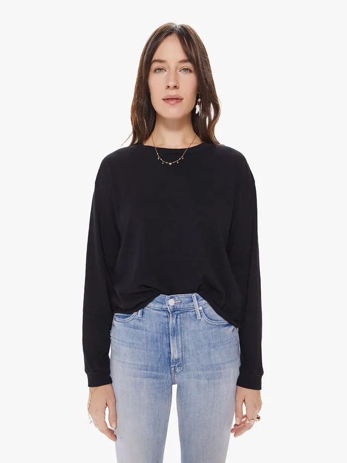 Women Shirts Mother Denim The LS Slouchy Cut Off Black