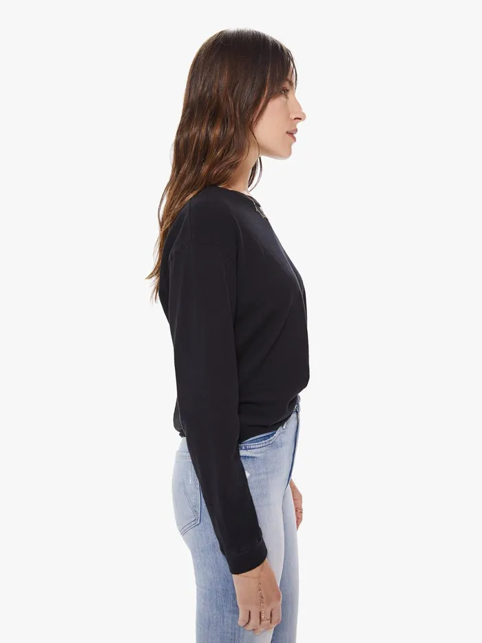 Women Shirts Mother Denim The LS Slouchy Cut Off Black
