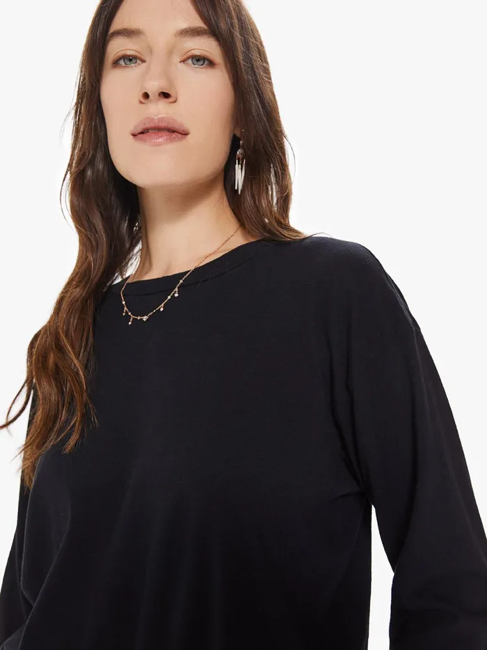Women Shirts Mother Denim The LS Slouchy Cut Off Black