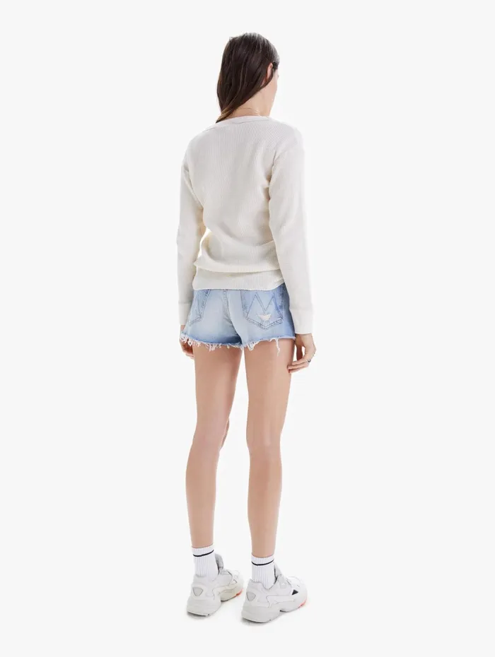 Women Shorts Mother Denim The Tomcat Kick Fray Short Light Blue