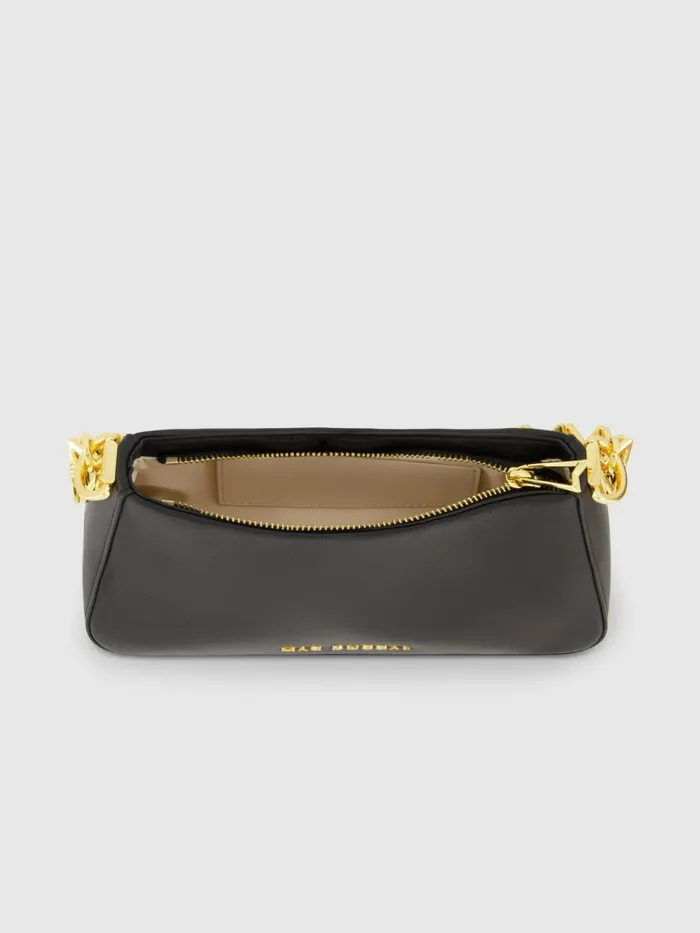 Women Shoulder Bags Mac Duggal Gold Strap Small Black Nappa Leather Shoulder Bag 8211 FINAL SALE Black