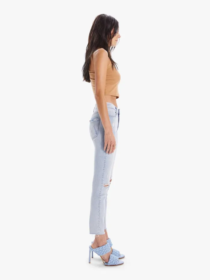 Women Skinny Mother Denim The Pixie Ankle Fray Lightpastel Blue