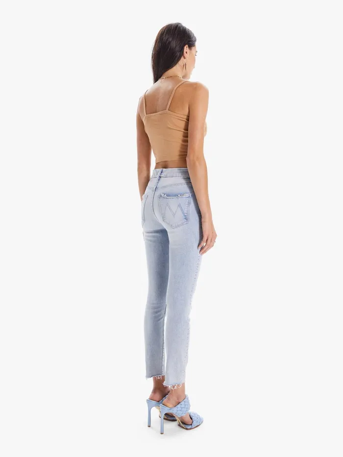 Women Skinny Mother Denim The Pixie Ankle Fray Lightpastel Blue