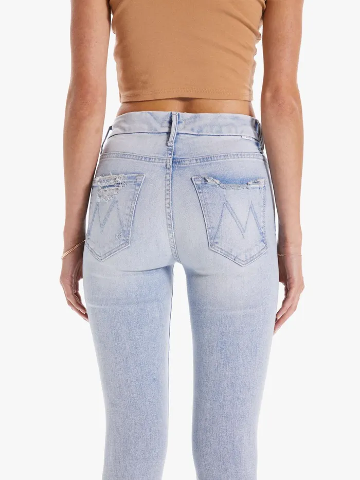 Women Skinny Mother Denim The Pixie Ankle Fray Lightpastel Blue